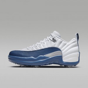 Nike Air Jordan 12 Low Miesten Kengät Valkoinen Metal Hopea Punainen Sininen | 437TRCVFL