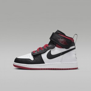 Nike Air Jordan 1 Hi FlyEase Lasten Kengät Valkoinen Punainen Mustat | 149PIZSNQ