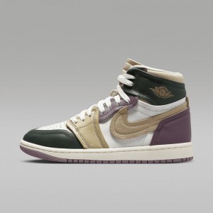 Nike Air Jordan 1 High Method of Make Naisten Kengät Khaki Mustat Valkoinen Violetit | 314WROMJP