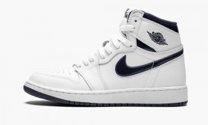Nike Air Jordan 1 High OG BG Lasten Kengät Valkoinen Laivastonsininen | 370UJNZXP