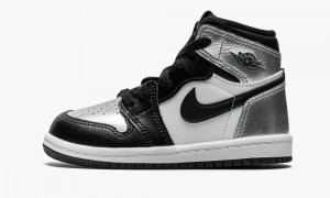 Nike Air Jordan 1 High OG TD 'Silver Varvas' Lasten Kengät Mustat Metal Hopea | 074MLQTWY
