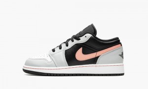 Nike Air Jordan 1 Low 'Black grey pink' Lasten Kengät Mustat Koralli Harmaat | 549BUNLXP