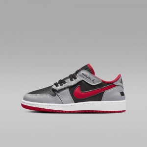 Nike Air Jordan 1 Low FlyEase Lasten Kengät Mustat Harmaat Valkoinen Punainen | 184ELTXPY