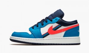 Nike Air Jordan 1 Low (GS) 'Game Time' Lasten Kengät Valkoinen Punainen Sininen | 896SKAGJE