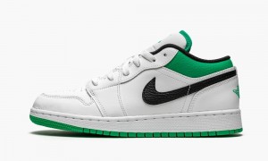 Nike Air Jordan 1 Low GS 'White / Stadium Green' Lasten Kengät Valkoinen Vihreä Mustat | 072HZBITW