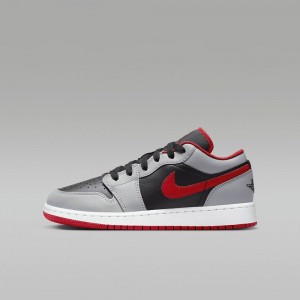 Nike Air Jordan 1 Low Lasten Kengät Harmaat Mustat Punainen | 642YBMNFW
