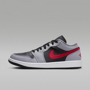 Nike Air Jordan 1 Low Miesten Kengät Harmaat Mustat Valkoinen Punainen | 028YPECBT