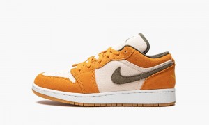 Nike Air Jordan 1 Low SE GS 'Light Curry' Lasten Kengät Valkoinen Oliivinvihreä Syvä Keltainen | 807BFCJER
