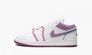 Nike Air Jordan 1 Low 'White Light Bordeuax' Lasten Kengät Valkoinen Pinkki | 286SAQPJT