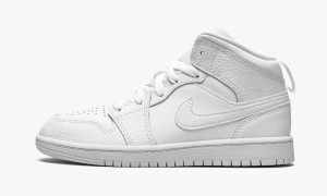 Nike Air Jordan 1 MID PS 'Triple White' Lasten Kengät Valkoinen | 956KNLQHU