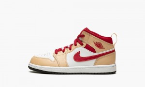 Nike Air Jordan 1 MID PS 'White Onyx / Light Curry' Lasten Kengät Valkoinen Mustat Syvä Keltainen Valkoinen | 058DNLQRH