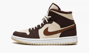 Nike Air Jordan 1 MID SE 'Brown Basalt Fleece' Naisten Kengät Ruskea Beige | 804XUGEAT