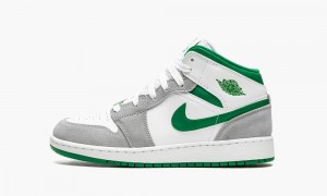 Nike Air Jordan 1 MID SE (GS) Lasten Kengät Valkoinen Syvä Vihreä Harmaat | 586NWKRJY