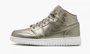Nike Air Jordan 1 MID SE (GS) Lasten Kengät Harmaat Valkoinen Punainen | 623KVANWE