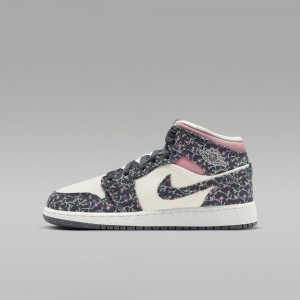 Nike Air Jordan 1 MID SE Lasten Kengät Kukka Valkoinen Pinkki | 458WQBAHO