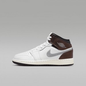 Nike Air Jordan 1 MID SE Lasten Kengät Valkoinen Suklaa | 906MLHGJV