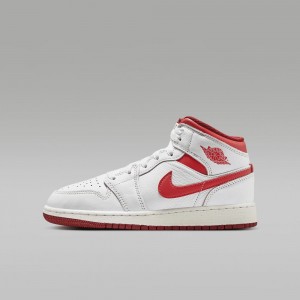 Nike Air Jordan 1 MID SE Lasten Kengät Valkoinen Punainen | 135VFLJYM