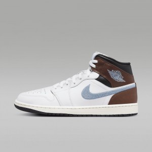 Nike Air Jordan 1 MID SE Naisten Kengät Valkoinen Mustat Sininen Harmaat | 478OIMUJF