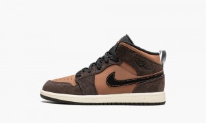 Nike Air Jordan 1 MID SE (PS) 'Dark Chocolate' Lasten Kengät Tummansuklaa Ruskea | 789PZCSLW