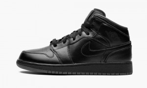 Nike Air Jordan 1 Mid BG 'Triple Black' Lasten Kengät Mustat Tummanharmaat | 362LDQOXA