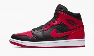 Nike Air Jordan 1 Mid 'Banned 2020' Miesten Kengät Mustat Punainen Mustat | 365SGLXEK