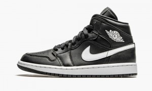 Nike Air Jordan 1 Mid 'Black / White' Naisten Kengät Mustat Valkoinen | 867CBKUIE