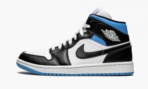 Nike Air Jordan 1 Mid 'Black / White / University Blue' Naisten Kengät Valkoinen Mustat Sininen | 632HQRIOX