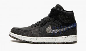 Nike Air Jordan 1 Mid 'Crater Black' Miesten Kengät Mustat Valkoinen Kuninkaallinen Sininen | 682WPAKQL