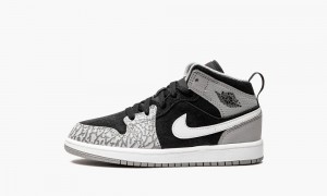 Nike Air Jordan 1 Mid 'Elephant Print' Lasten Kengät Mustat Valkoinen Vaaleanharmaat | 936JRUTFG