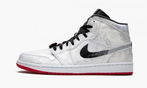 Nike Air Jordan 1 Mid 'Fearless Edison Chen - Clot Silk' Miesten Kengät Hopea Mustat Punainen | 650XOVSBH