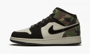 Nike Air Jordan 1 Mid GS 'Camo' Lasten Kengät Vaaleanbeige Mustat | 964MHOUCS