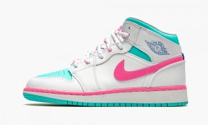 Nike Air Jordan 1 Mid GS 'Digitaalinen Pink' Lasten Kengät Valkoinen Pinkki | 680CTUKLW