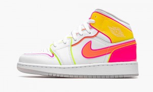 Nike Air Jordan 1 Mid GS 'Edge Glow' Lasten Kengät Valkoinen Punainen Pinkki | 620QLODSF