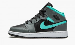 Nike Air Jordan 1 Mid GS 'Grey / Aqua' Lasten Kengät Mustat Vihreä Harmaat | 724ORLTFD