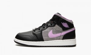 Nike Air Jordan 1 Mid GS 'Houndstooth' Lasten Kengät Mustat Violetit Valkoinen Metal | 931XJHUVS