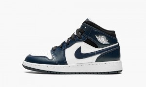Nike Air Jordan 1 Mid GS Lasten Kengät Laivastonsininen Valkoinen Mustat | 045FBWMUP