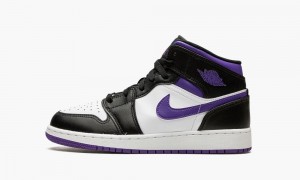 Nike Air Jordan 1 Mid (GS) Lasten Kengät Mustat Valkoinen | 704UQOMFT