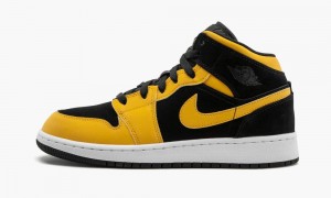 Nike Air Jordan 1 Mid GS Lasten Kengät Valkoinen Mustat Kultaiset | 015NPTURI