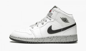 Nike Air Jordan 1 Mid (GS) Lasten Kengät Valkoinen Mustat Harmaat | 642ZDLXAR
