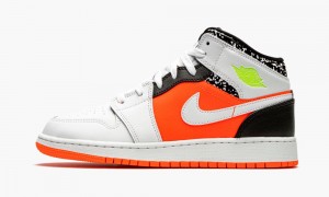 Nike Air Jordan 1 Mid GS 'Notebook' Lasten Kengät Punainen Valkoinen Mustat | 607RXKDET