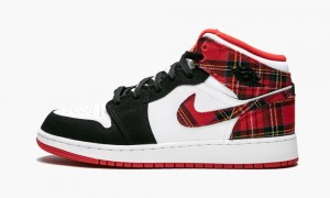 Nike Air Jordan 1 Mid (GS) 'Plaid' Lasten Kengät Punainen Mustat Valkoinen | 930YUXPTH