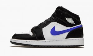 Nike Air Jordan 1 Mid GS 'Racer Blue' Lasten Kengät Mustat Sininen Valkoinen | 739RBKDAL