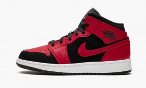 Nike Air Jordan 1 Mid (GS) 'Reverse Bred' Lasten Kengät Mustat Punainen Valkoinen | 205TWHBXP