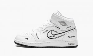 Nike Air Jordan 1 Mid GS 'Schematic' Lasten Kengät Valkoinen Mustat | 289QZNYOK