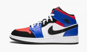 Nike Air Jordan 1 Mid (GS) 'Top 3' Lasten Kengät Valkoinen Mustat Kuninkaallinen Sininen | 762QSAPOW