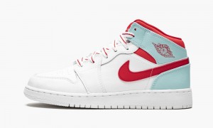 Nike Air Jordan 1 Mid (GS) 'Topaz Mist' Lasten Kengät Valkoinen Punainen | 983OSWVTX