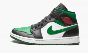 Nike Air Jordan 1 Mid 'Green Varvas' Miesten Kengät Mustat Punainen Valkoinen Syvä Vihreä | 495PAJTYX