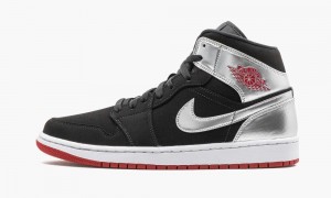 Nike Air Jordan 1 Mid 'Johnny Kilroy' Miesten Kengät Mustat Punainen Metal Hopea | 815XUQBYR