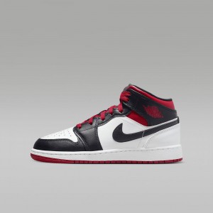 Nike Air Jordan 1 Mid Lasten Kengät Punainen Mustat Valkoinen | 392MDPVAT