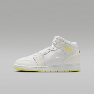 Nike Air Jordan 1 Mid Lasten Kengät Valkoinen Vaaleanoranssi | 138EUGQVD
